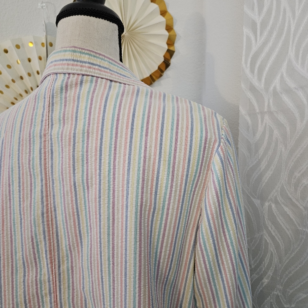 Vintage The Season Ticket | Pastel Striped Open Blazer | Size 40 View 6